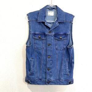 ASOS Blue Denim Trucker Jean Vest Oversized Sleeveless Medium Wash US 6 / UK 10